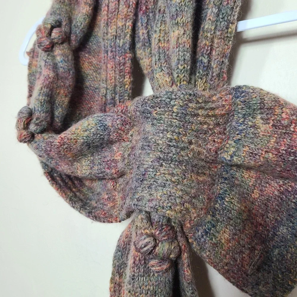 Chunky Wool Blend Knit Scarf Multi Color Earthy Goblin Folk Whimsical‎ Grunge